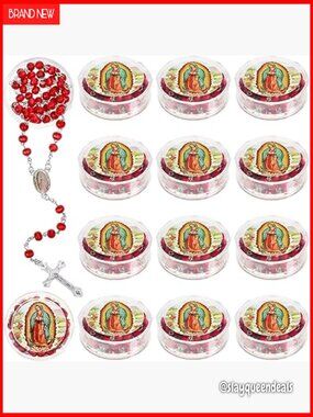 Lot of 24 Scented Rosary Necklace with Cross Pendant Gift Box Catholic Baptism